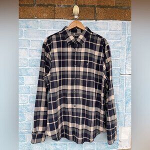 Todd Snyder Mens Button Down Shirt Size Medium Navy gray  Plaid Flannel XXL